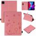 Dteck Case for iPad Pro 11 2020 & 2018 with Pencil Holder PU Leather Embossed Pattern Premium Flip Folio Smart Stand Magnetic Cover [Auto Sleep/Wake Feature][Card Holder/Pocket] Pink