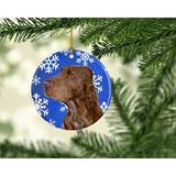The Holiday Aisle® Field Spaniel Winter Snowflakes Holiday Christmas Hanging Figurine Ornament /Porcelain in Blue/Brown | Wayfair