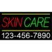 Cursive Yellow Skin Care with Phone Number LED Neon Sign 20 x 37 - inches Black Square Cut Acrylic Backing with Dimmer - Bright and Premium built indoor LED Neon Sign for Spa decor and storefront.