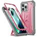 Poetic Revolution Case for iPhone 13 Pro Heavy Duty Full Body Cover with Kickstand Light Pink