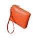 Visland Clutch Bag Crocodile Pattern Smooth Zipper Solid Color Hand Ring Waterproof Faux Leather Wallet Card Holder for Shopping