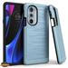 Xpression Cover for Motorola Edge+ Plus 2022 Armor Brushed Texture Rugged Carbon Fiber Design Shockproof Dual Layers Hard PC + TPU Phone Case - Blue