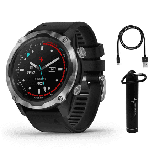Garmin Descent Mk2 Watch-Style Dive Computer (Stainless Steel with Black Band) with Wearable4U Power Bank Bundle