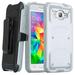 LG K10 Case LG Premier LTE Case Triple Protection 3-1 [Built in Screen Protector] Heavy Duty Holster Shell Combo Case for LG K10 - White