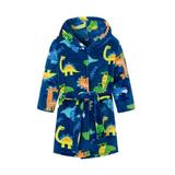 One opening Unisex Children Hooded Sleeping Gown Dinosaur Print/Solid Color Bath Robe