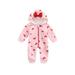 Fanvereka Baby Hooded Jumpsuit Love Letter Print Long Sleeve Romper with Bow