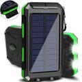 20000mAh Solar Charger for Cell Phone iphone Portable Solar Power Bank with Dual 5V USB Ports 2 Led Light Flashlight Compass Battery Pack for Outdoor Camping Hiking(Green)