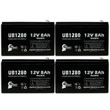 4x Pack - Compatible CYBERPOWER OL5000RMXL2U Battery - Replacement UB1280 Universal Sealed Lead Acid Battery (12V 8Ah 8000mAh F1 Terminal AGM SLA) - Includes 8 F1 to F2 Terminal Adapters
