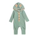 LSFYSZD Babyâ€™s Casual Long Sleeve Jumpsuit Fashion Contrast Color Button Round Neck Hooded Romper