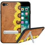 Labanema Apple iPhone 7 /iPhone 8 Case Apple iPhone 7 /iPhone 8 Cover with Metal Kickstand Natural Wood TPU Cover Anti Scratch Case for Apple iPhone 7 /iPhone 8 (Sunflower)
