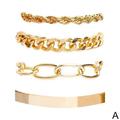 4pcs/set Hip Hop Cuban Bracelet Alloy Fashion Bracelet Punk Metal Twisted Rope Chain Bracelet Boho Jewelry Gift