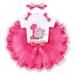 IDOPIP Elephant 1st Birthday Outfit for Baby Girl Elephant Romper Tutu Skirt Headband 3PCS Clothes Set for Elephant Theme Jungle Zoo Birthday Cake Smash Photo Shoot 1 Year Hot Pink + Pink 1st Birthday