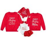 Family Christmas Matching Sweatshirt Xmas Letter Print Dad Mom Baby Red Pullovers Tops Outfit