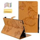 Kindle Fire HD 10 2017 Release Case Allytech Embossed with Butterfly Series Folio Stand Wallet Case with Cards/Cash Holder for Amazon Kindle Fire HD 10.1 7th Generation 2017 Version Tablet Yellow