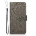 TOP SHE Embossed Three Cards PU Leather Folding Folio Case with Cards Holder Pocket Lanyard Anti-Scratch Shockproof Bumper Cover Exquisite Case For iPhone 5 5S Gray