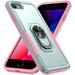 iPhone SE 2022 Case/iPhone SE 2020 Case/iPhone 8 Case/iPhone 7 Case with Ring Stand Dteck Heavy Duty Full Body Shockproof Case Support Car Mount Hybrid Bumper Silicone Hard Back Cover Mint + Pink