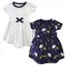 Hudson Baby Infant and Toddler Girl Cotton Short-Sleeve Dresses 2pk Night Blooms 3-6 Months