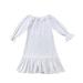 Toddler Children Kids Baby Girls Dresses Princess Cotton Long Flare Sleeve Dress Nightgown Ruffle Ruched Long Dress