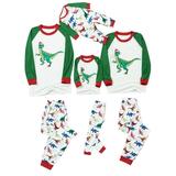 Licupiee Matching Family Christmas Pajamas Set Dinosaur Print Plaid Sleepwear for Family Mom Dad Kids Baby