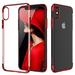iPhone Xs / iPhone X (5.8 ) Case Glitter Electroplating Metal Finishing Scratch Resistant Shockproof Crystal Clear Transparent Ultra Slim Cover - Red