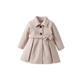 JYYYBF Toddler Baby Girls Woolen Trench Coat Long Sleeve Turn Down Collar Button Breast Mid-length Jacket Outwear Khaki 12-18 Months