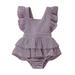 Pudcoco Newborn Baby Girl Cotton Linen Sleeveless Ruffled Romper Jumpsuit