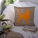Winston Porter Poodle Burlap Indoor/Outdoor Throw Pillow Polyester/Polyfill blend in Orange | 14 H x 14 W x 4 D in | Wayfair