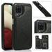 Galaxy A12 Case Dteck Magnetic Leather Pattern Hybrid Rubber Shockproof Case Card Holder Wallet Back Kickstand Flip Cover for Samsung Galaxy A12 Black