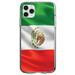 DistinctInk Clear Shockproof Hybrid Case for iPhone 12 MINI (5.4 Screen) - TPU Bumper Acrylic Back Tempered Glass Screen Protector - Red White Green Mexican Flag Mexico