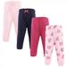 Hudson Baby Infant and Toddler Girl Quilted Jogger Pants 4pk Pink Navy Floral 6-9 Months