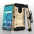 Cover for LG Stylo 4 / Stylo 4 Plus Hybrid Armor with Belt Clip Holster Kickstand Hard PC Cases Shockproof + Screen Protector Phone Case Fit LG Stylo 4 / Stylo 4 Plus [ Gold ]