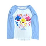 Jumping Beans Baby Shark Toddler Girls White & Blue Glitter Long Tee Shirt 4T
