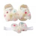 Baby Girl Princess Shoes Bowknot Soft Sole Cloth Crib Shoes Toddler Infant Wedding Dress Flat Shoes with Headband