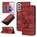 Allytech for Samsung Galaxy S21+ 5G 6.7 Wallet Case with Wrist Strap Drop Protection Football Embossed Pattern PU Leather Magnetic Flip Card Slots Kickstand Phone Case Red