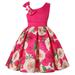 Zpanxa Baby Girls One Shoulder Dress Toddler Girls Princess Dress Little Girls Party Wedding Formal Dress Rose Print Kids Pageant Flower Girl Sleeveless Dress Hot Pink (5-6 Years)