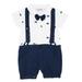 StylesILove Sailor Boat Print Faux Suspender Formal Wear Baby Boy Short Sleeve Romper (90/12-18 Months)