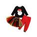 ZIYIXIN Toddler Baby Girl Christmas Outfit Santa Claus T-Shirt Tops+Polka Dot Leggings Pants+Tutu Skirt Set 3Pcs Xmas Clothes Black 18-24 Months