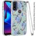 For Motorola Moto G Power 2022 Fashion Floral IMD Design Flower Hybrid Protective Hard Rubber TPU Slim Shockproof Cover Xpm Phone Case [ Blue Floral ]