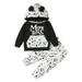 Canrulo Newborn Baby Boys Hoodie Set Long Sleeve Letter Dinosaur Print 3D Ears Hooded Sweatshirt Long Pants Outfits Black 6-12 Months