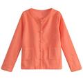 Little Girls Orange Lace Pearly Buttons Top 3