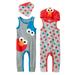 Sesame Street Infant Boys 2-Pk Elmo & Cookie Monster Romper Bodysuit Outfit NB
