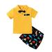 Toddler Boy Clothes 2 Years Toddler Boys Summer Short Outfit Sets 3 Years Toddler Boys Short Sleeve Polo Tops Elastic Floral Shorts 2PCS Set Yellow