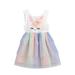 LSFYSZD Baby Easter Sleeveless Mesh Dress Girls Contrast Color Sequined Bunny Pattern Round Neck One-piece