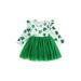 Toddler Baby Girl Casual Dress Long Sleeve Love Heart Clover Printing High Waist Pleated Tulle Party Dresses