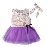 Fesfesfes Toddler Baby Girls Dress Children Summer Sleeveless Floral Vest Flower Print Bow Lace Mesh Dress