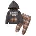 KIMI BEAR Infant Boys Outfits 18 Months Infant Boy Autumn Outfits 24 Months Infant Boy Casual DADDY S BOY Letter Print Hooded Plaid Long Sleeve Hoodie + Pants 2PCs Set Khaki