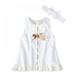 Eleanos 0-24 M Newborn Baby Toddler Infant Girl Sweet Solid Color Bow Lace Hem Sleeveless Headband Two-piece White Princess Dress for Christmas Gifts 0-1years Old 2pcs/set