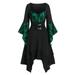 Masquerade Dresses for Women Floral Lace Splicing Trumpet Sleeve Tiered Dress Halloween Evening Party Prom Dress