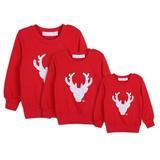 Praeter Cute Christmas Sweatshirt Family Look Father Mother Daughter Son Deer Print Tops Family Matching Outfits