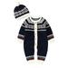 Sunisery Infant Newborn Baby Girls Boys Clothes Knitted Santa Christmas Warm Romper Long Sleeve Jumpsuit+Hat Royal Blue 18-24 Months